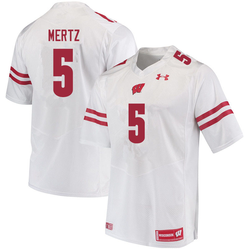 Men #5 Graham Mertz Wisconsin Badgers College Football Jerseys Sale-White